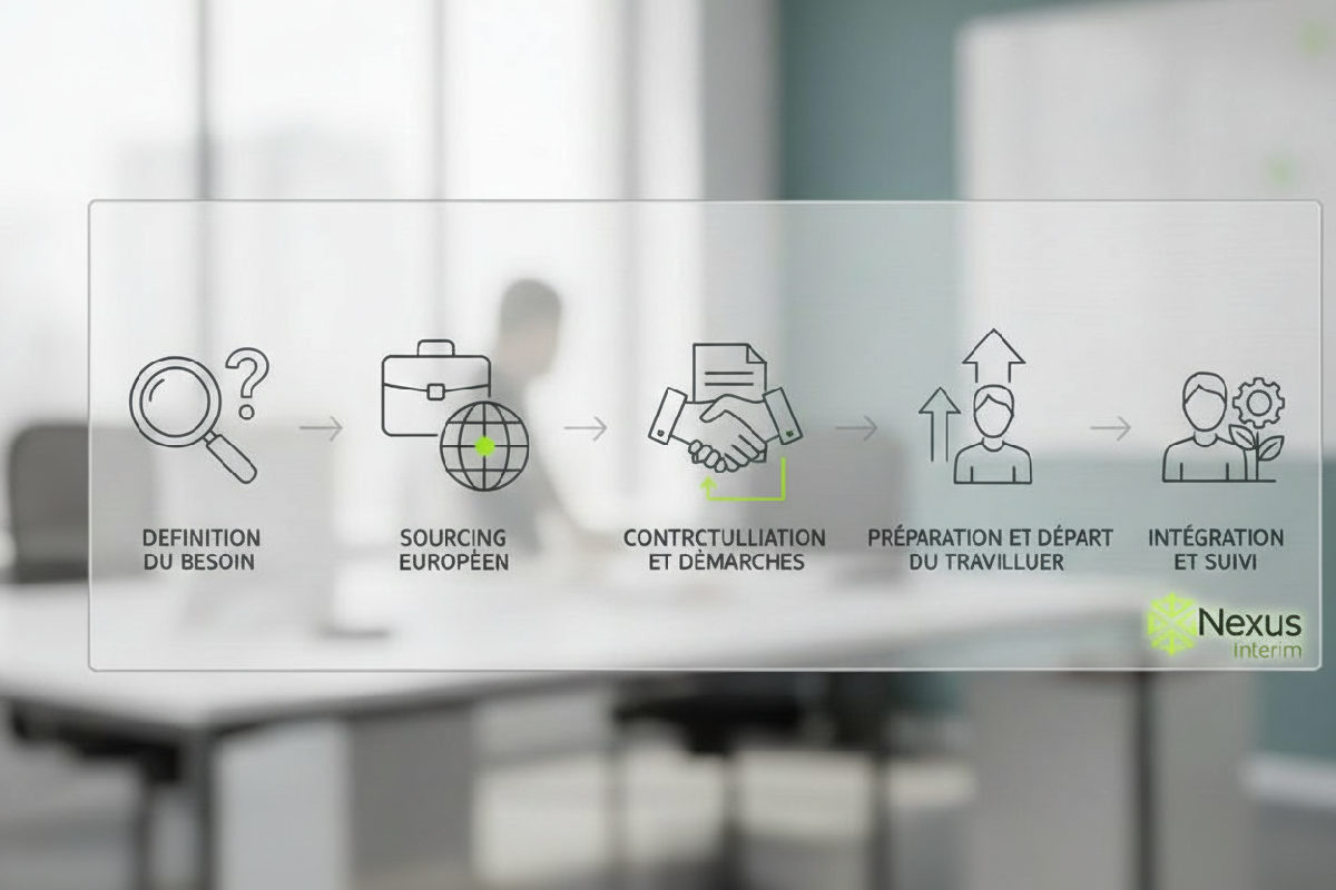 Infographie : le processus de recrutement d'un intérimaire détaché.