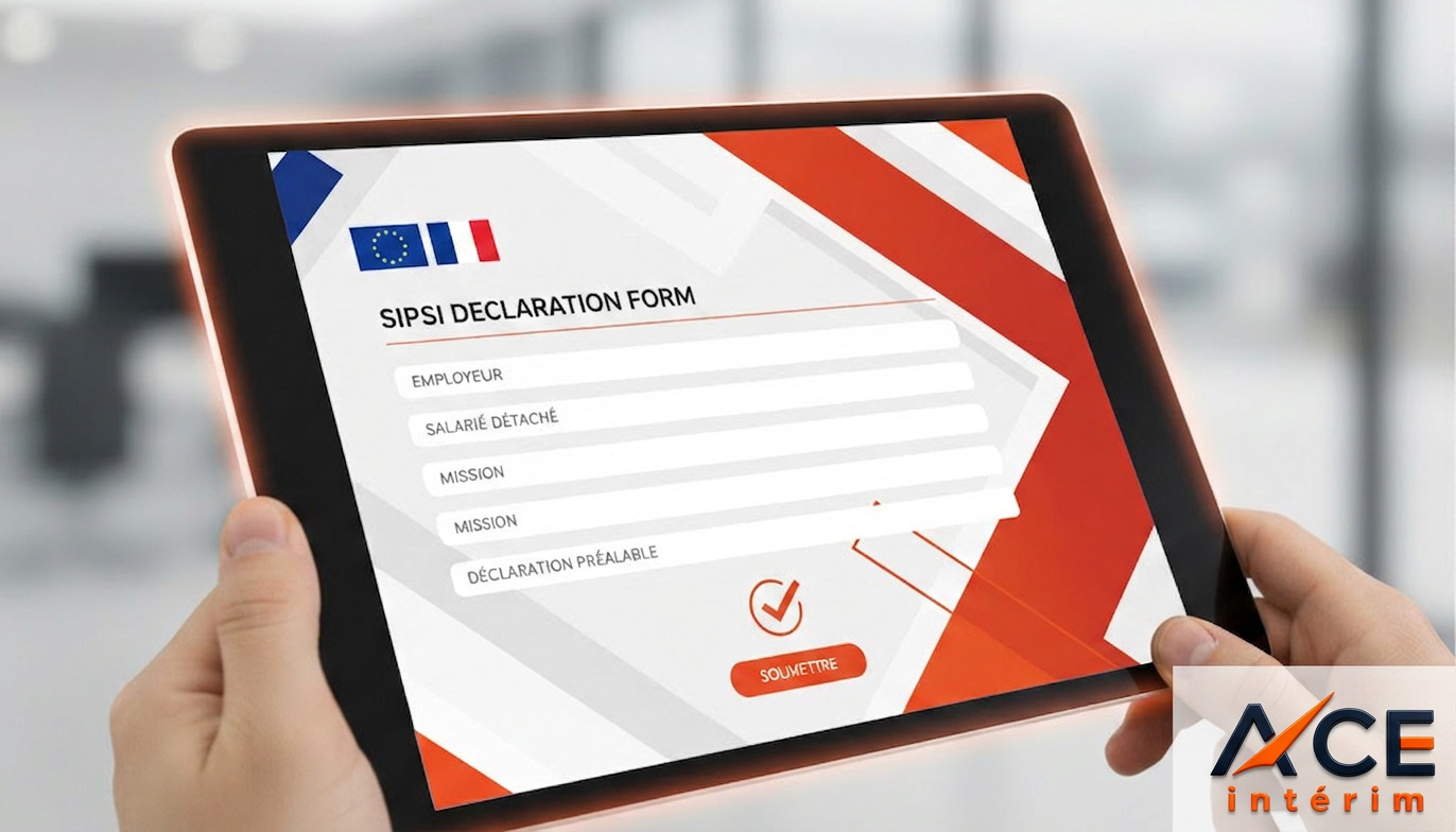 Formulaire SIPSI et drapeaux UE/France pour la conformité administrative.