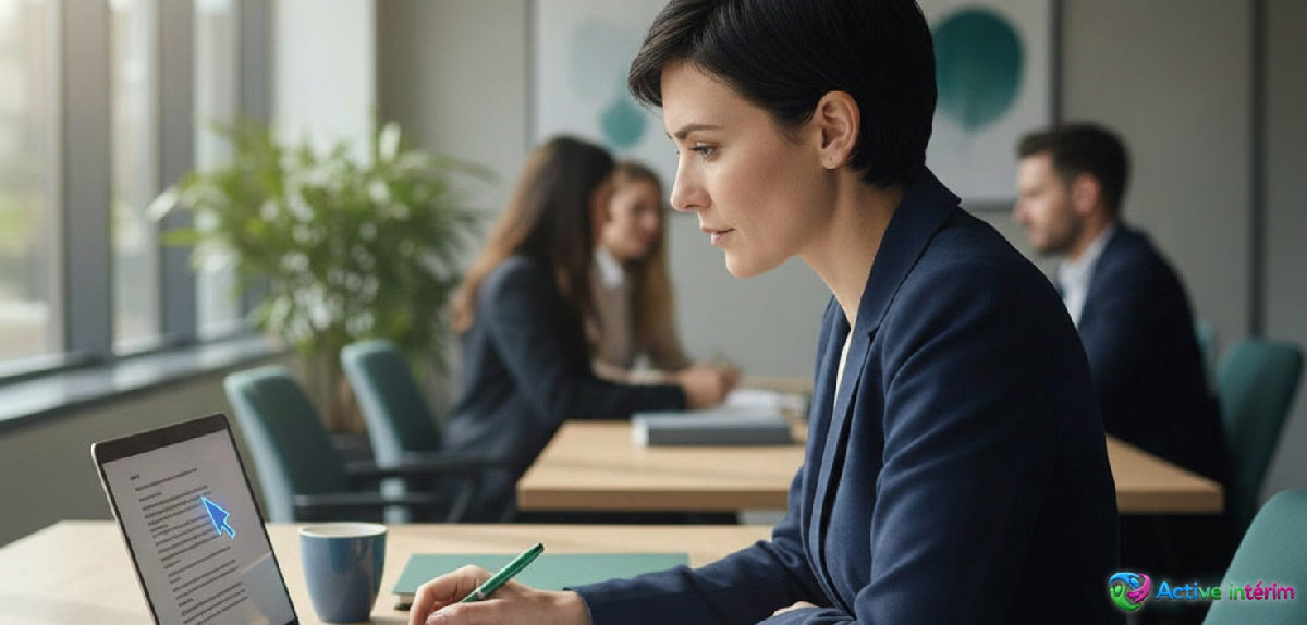 Un professionnel consulte des documents et utilise le support technique.