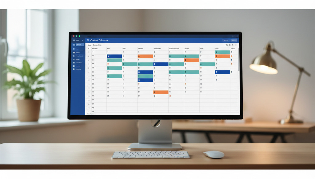 Organized digital content calendar on a computer screen.