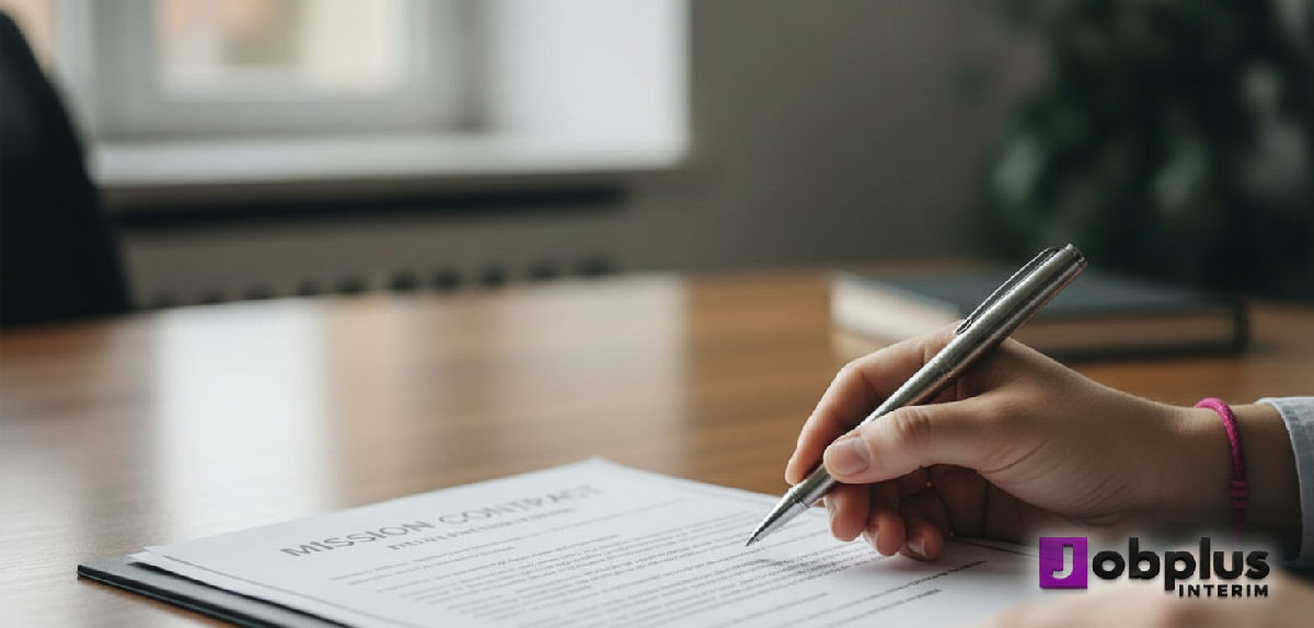 Un contrat de mission prêt à être signé, scellant un accord.