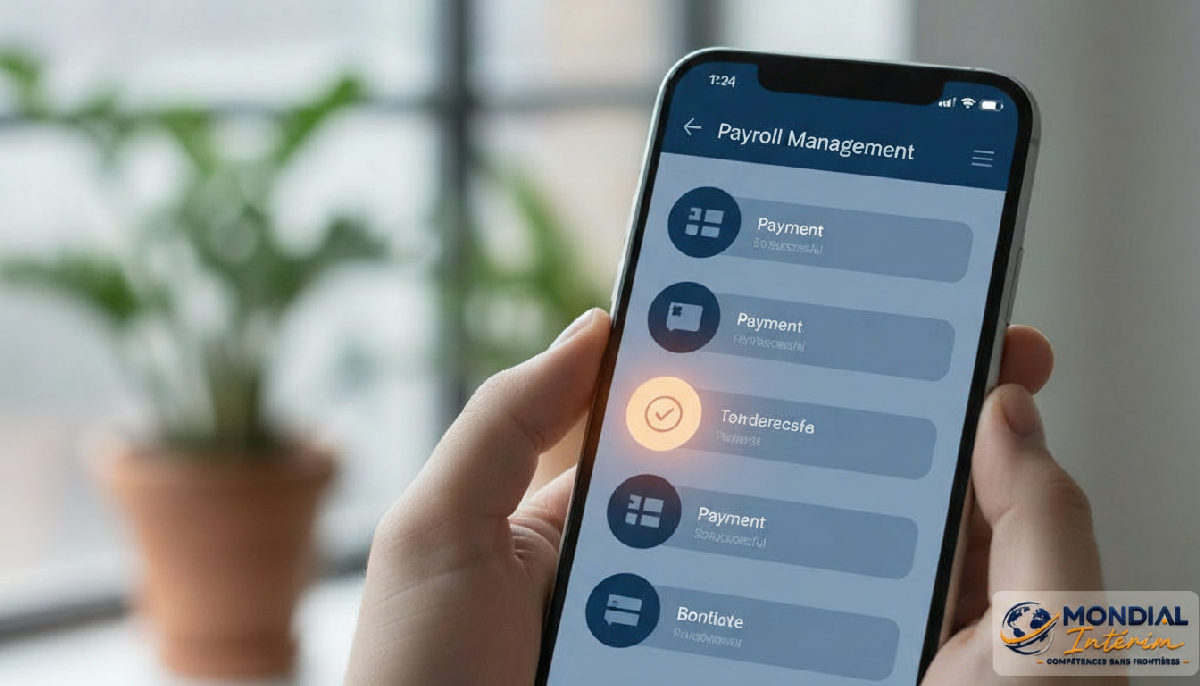 Application de gestion de paie sur un smartphone.