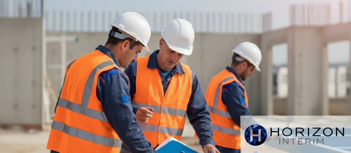 Ouvriers roumains travaillant en sécurité sur un chantier français.
