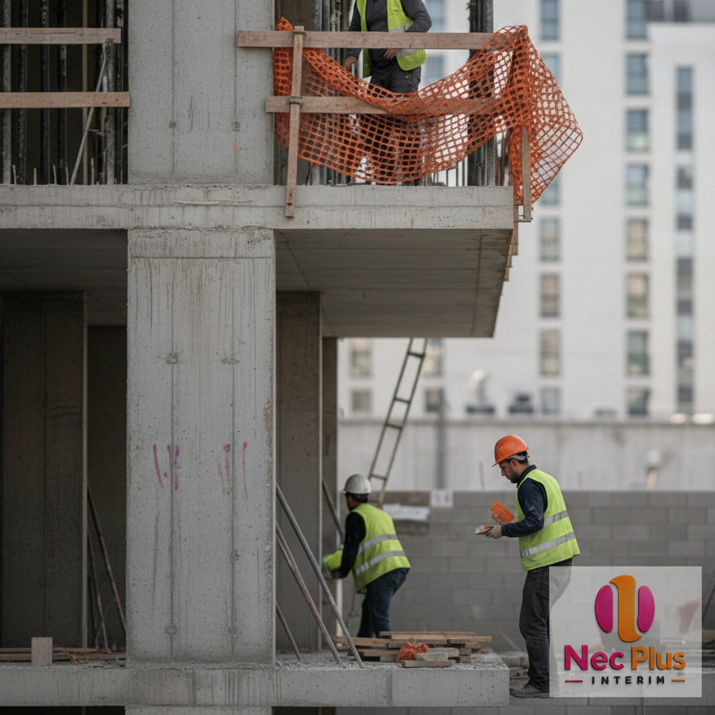 Vue d'overview d'un grand chantier de construction en France.