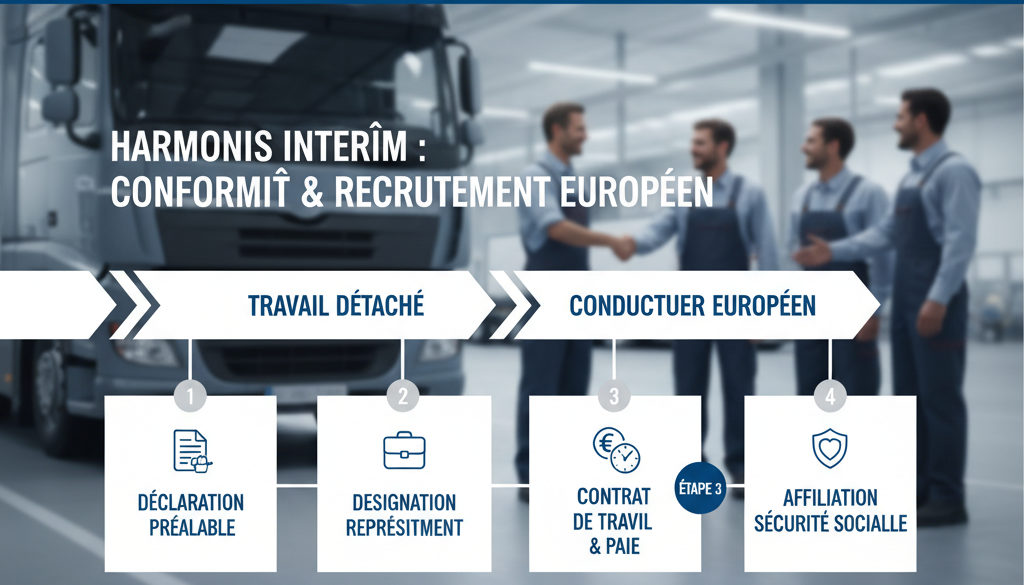 Infographie sur le travail détaché et l'embauche de conducteurs européens.