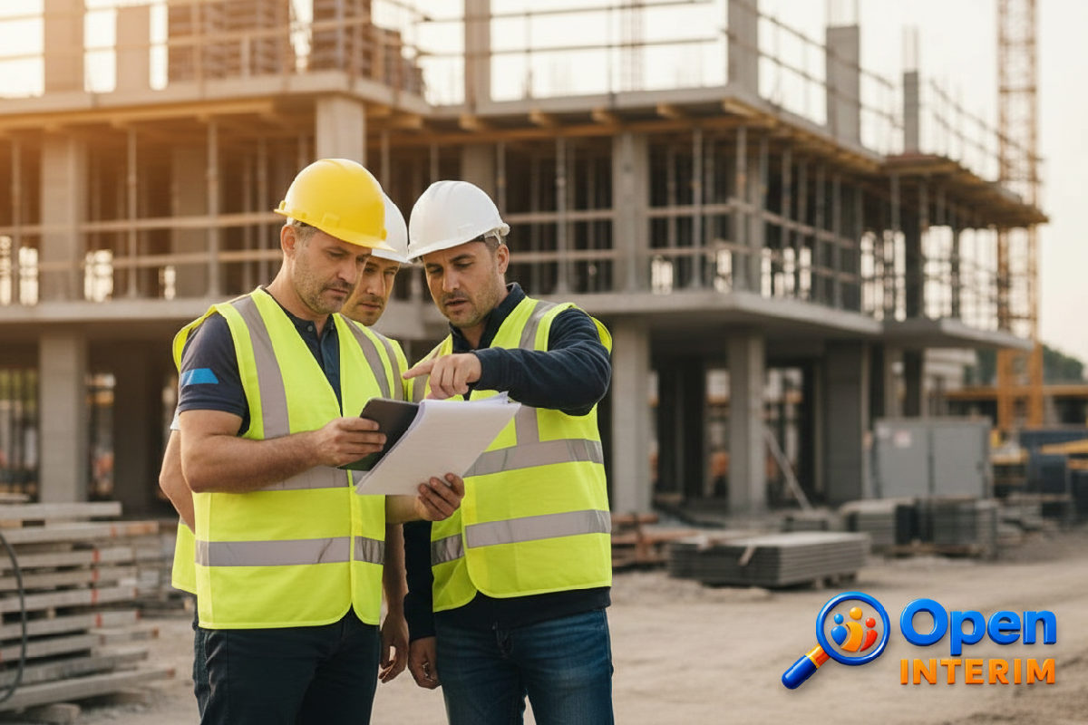 Inspecteur du travail vérifiant des documents sur un chantier.