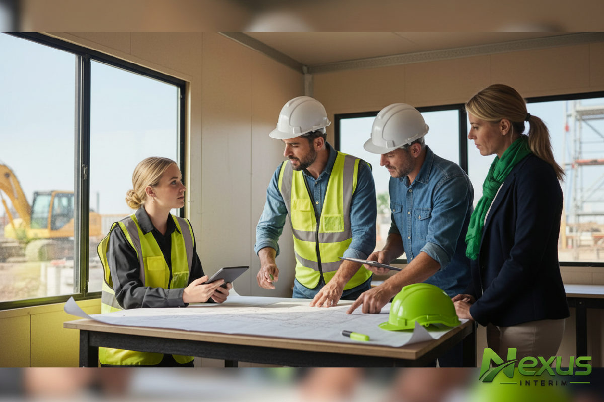Un chef de chantier expliquant un plan.
