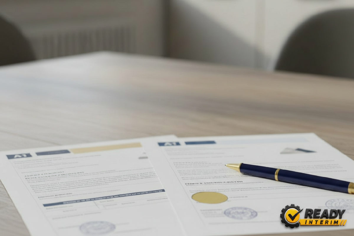 Formulaire A1 et déclaration SIPSI validés, symboles de conformité.