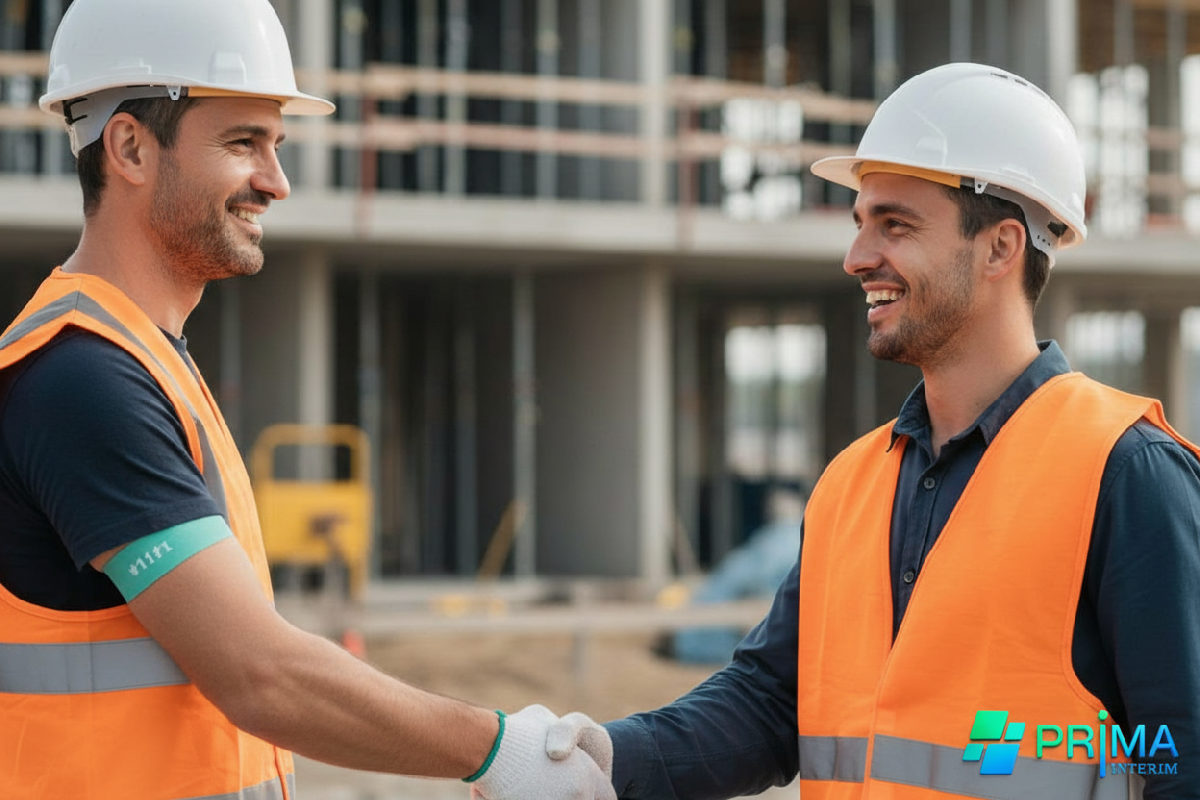 Poignée de main symbolisant un recrutement réussi d'un ouvrier roumain.