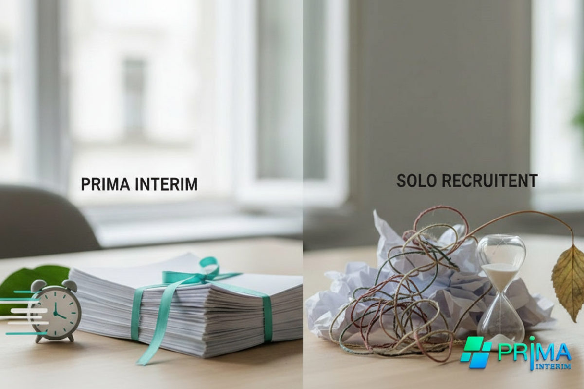 Tableau comparatif : Avantages du recrutement avec Prima Interim.
