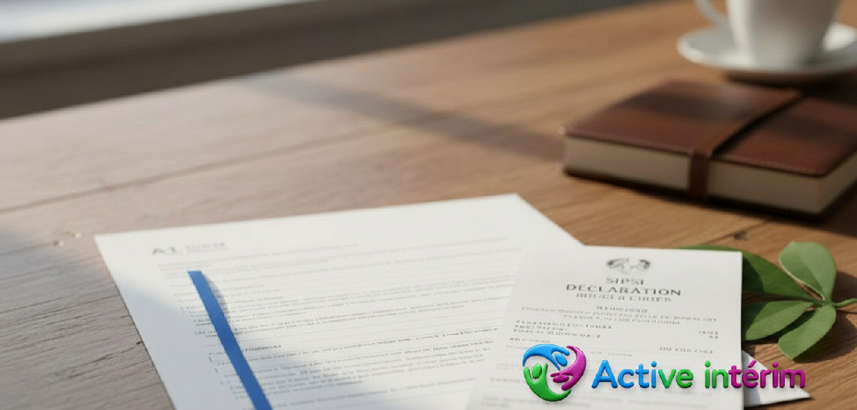 Documents juridiques officiels, dont un formulaire A1 et un récépissé SIPSI.