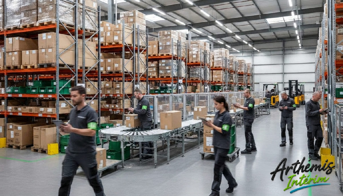 Entrepôt logistique moderne avec des préparateurs de commandes efficaces.