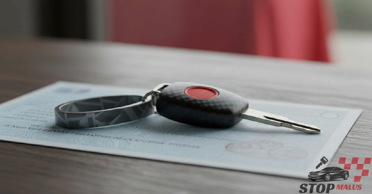 Carte grise et clés de voiture de sport.