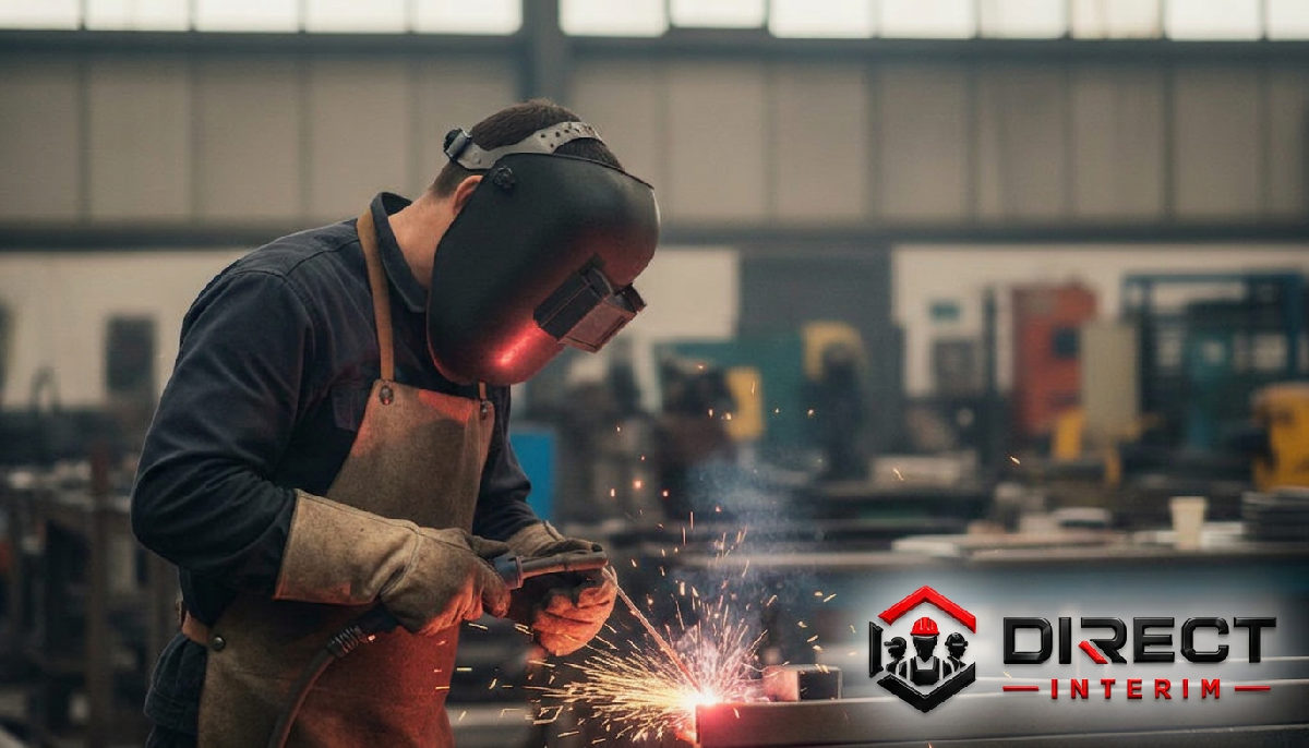 Soudeur qualifié travaillant dans un atelier industriel.