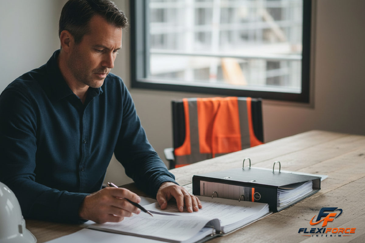 Gestionnaire vérifiant des contrats pour l'aide au logement des ouvriers.