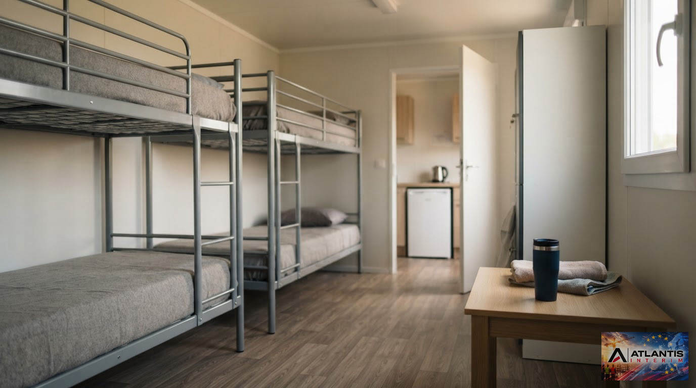Un hébergement propre et conforme pour les ouvriers sur un chantier.