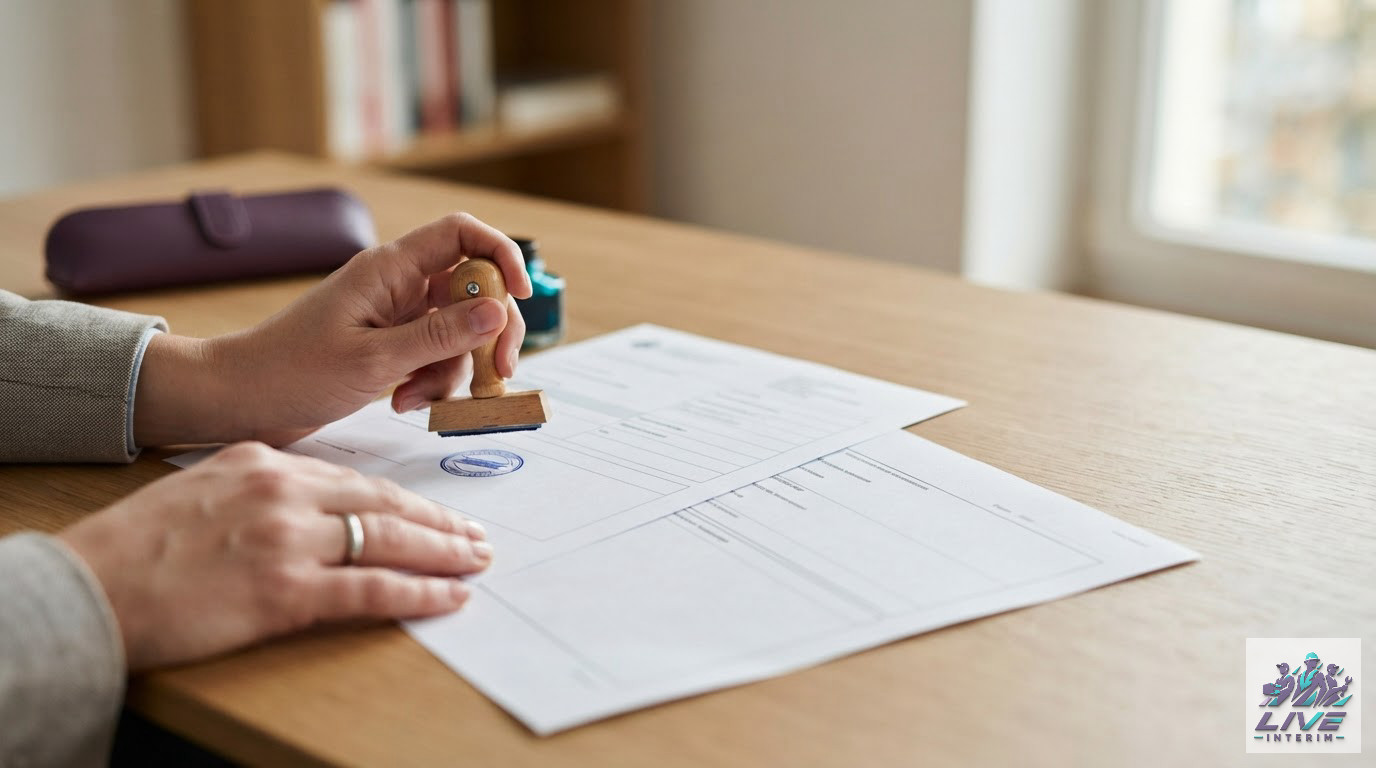 Un expert tamponnant un certificat A1 et une déclaration SIPSI pour conformité.