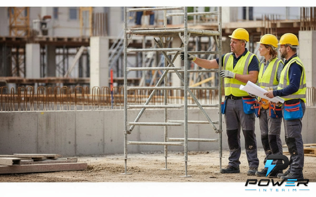 optimiser gestion équipes roumaines travail temporaire - Équipe diversifiée travaillant ensemble sur un chantier en France.