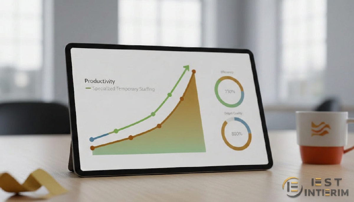 Tableau de bord RH montrant l'augmentation de productivité grâce à l'intérim.