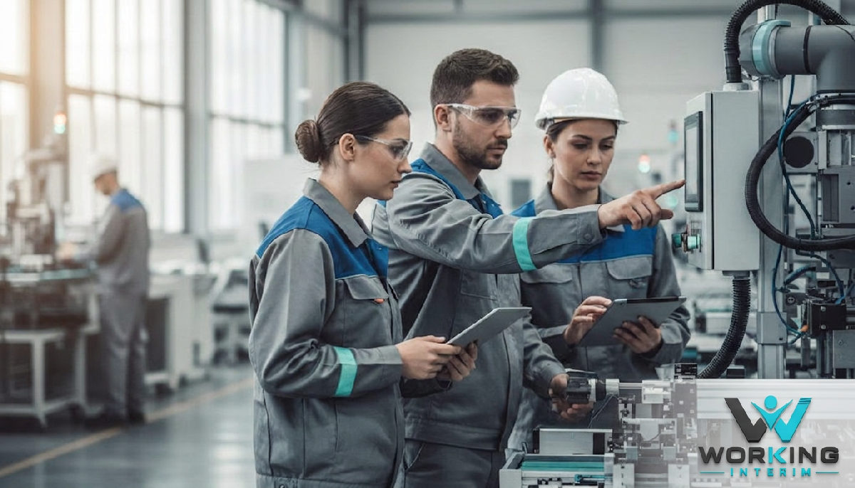 Travailleurs roumains qualifiés dans une usine moderne.