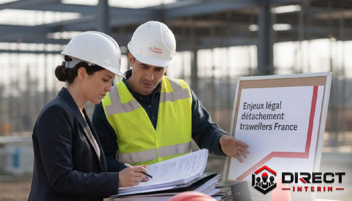 enjeux légal détachement travailleurs France - Inspecteur du travail contrôlant la conformité sur un chantier.