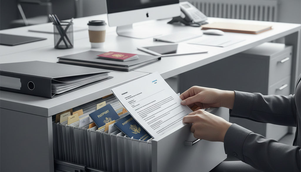 Classement de documents pour la conformité du travail international.