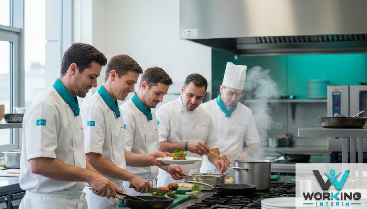 Équipe de cuisine internationale et harmonieuse, fruit du recrutement PIC HCR.