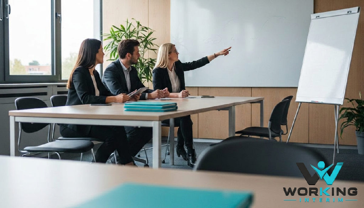 Bureau RH planifiant une stratégie de recrutement international pour une PME.