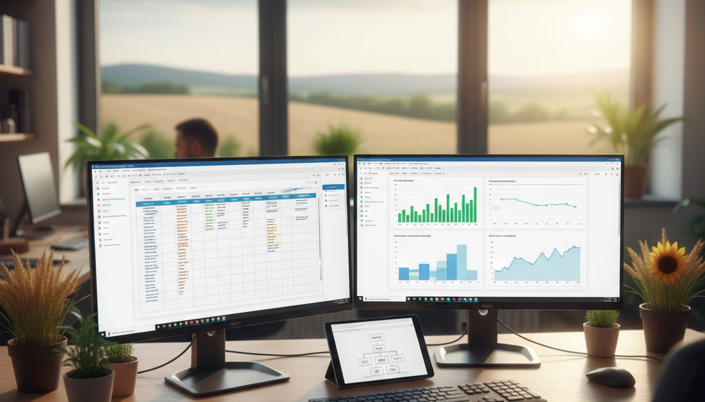 Bureau RH agricole roumain : logiciels de personnel et productivité.