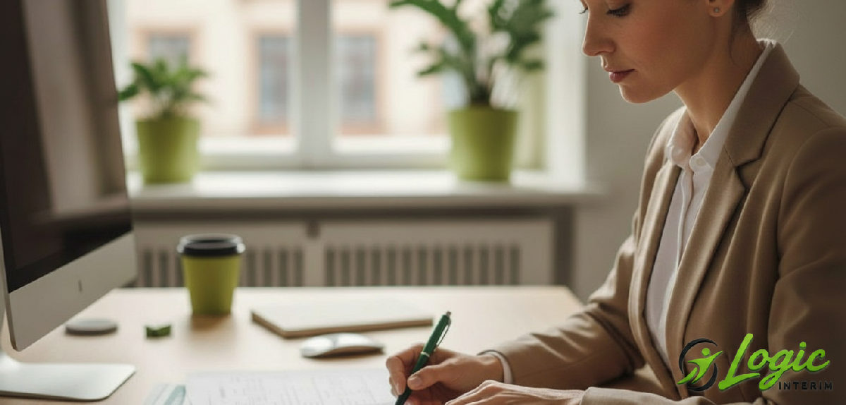 comment gérer paie intérimaires roumains - Un gestionnaire analyse des documents pour la paie d'intérimaires roumains.