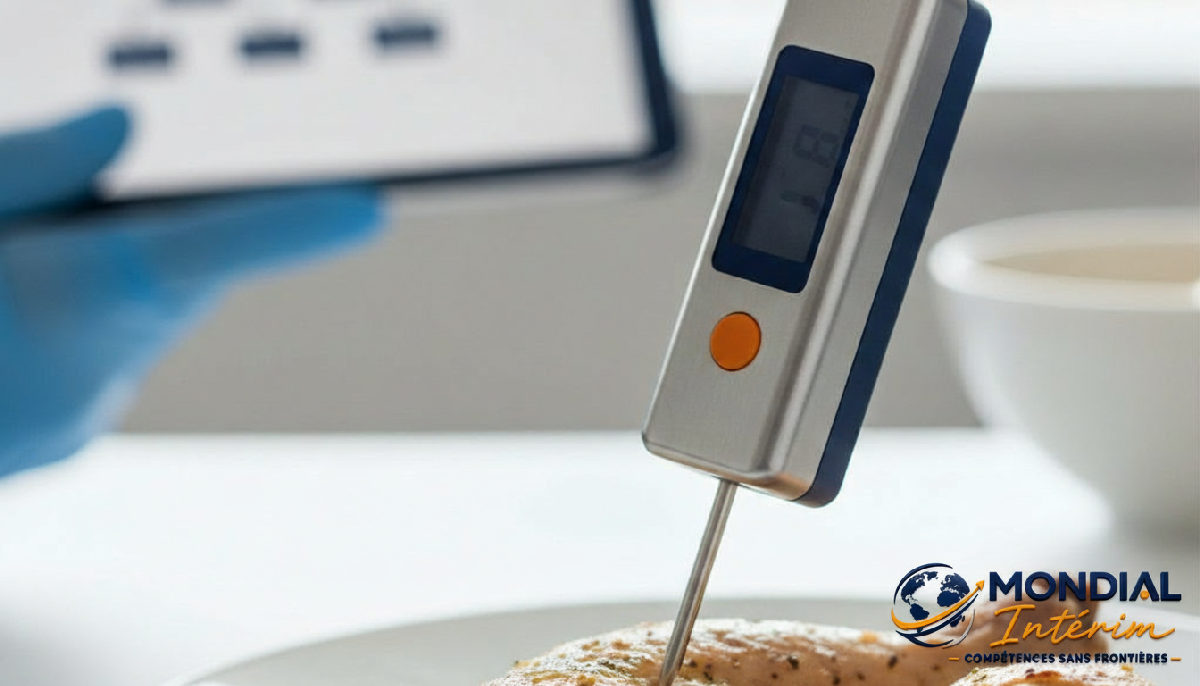 Mesure de température d'un produit alimentaire pour le HACCP.