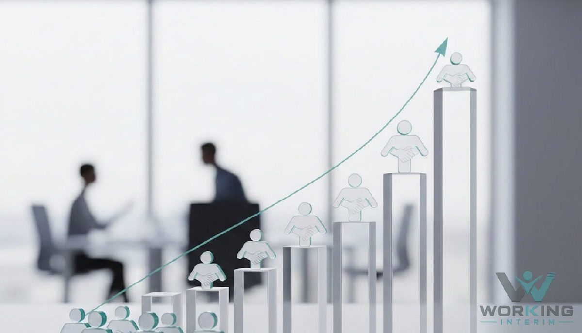 Graphique de croissance du chiffre d'affaires d'une entreprise française avec talents internationaux.