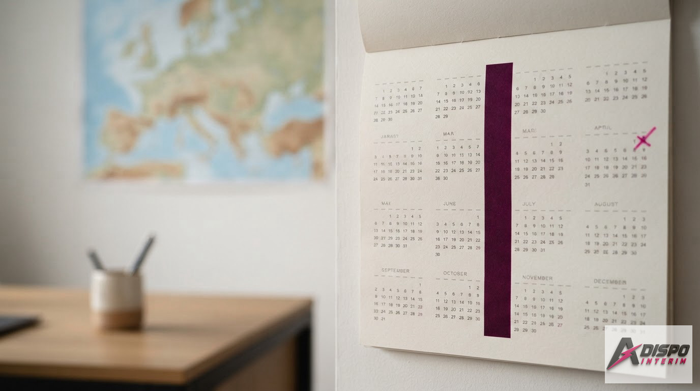 Un calendrier mettant en évidence une période de détachement de douze mois.