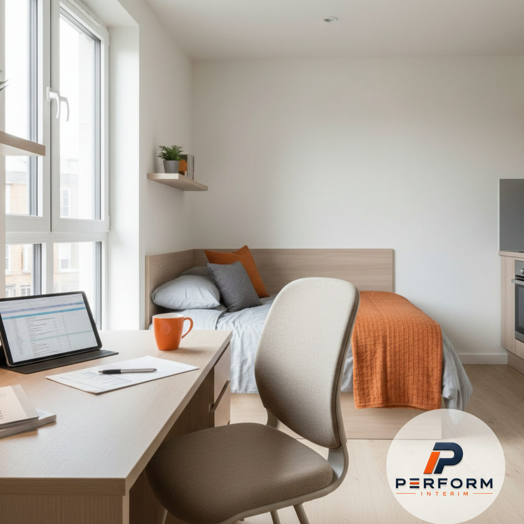 Logement moderne pour travailleurs, reflet de frais maîtrisés.