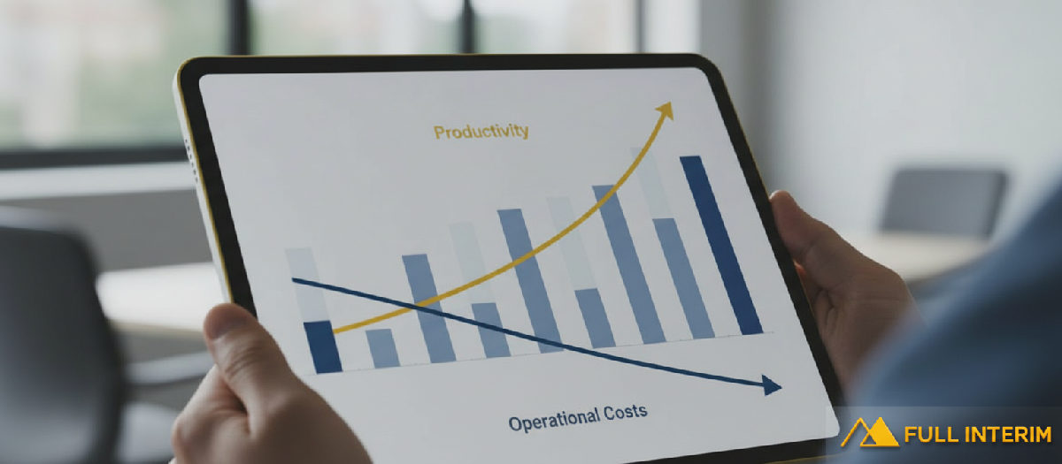 Graphique montrant hausse productivité et baisse coûts.