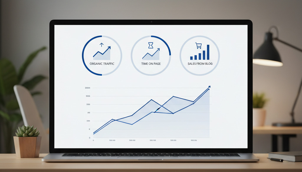 Shopify analytics showing increased traffic and sales from blog content.