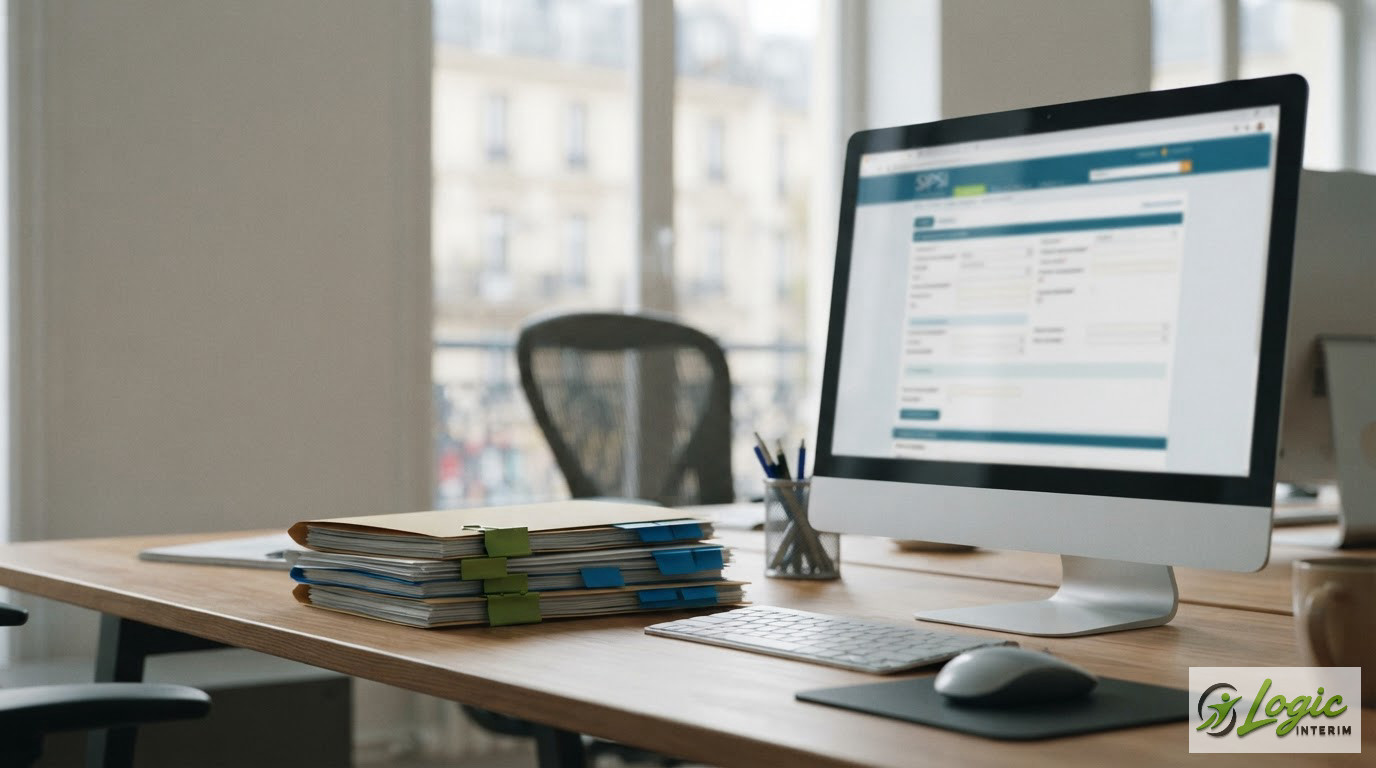 Un bureau organisé avec un écran affichant le portail officiel SIPSI.