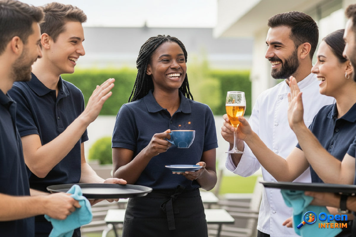 Cohésion d'équipe : collègues de diverses nationalités, dont des Roumains, après le service.