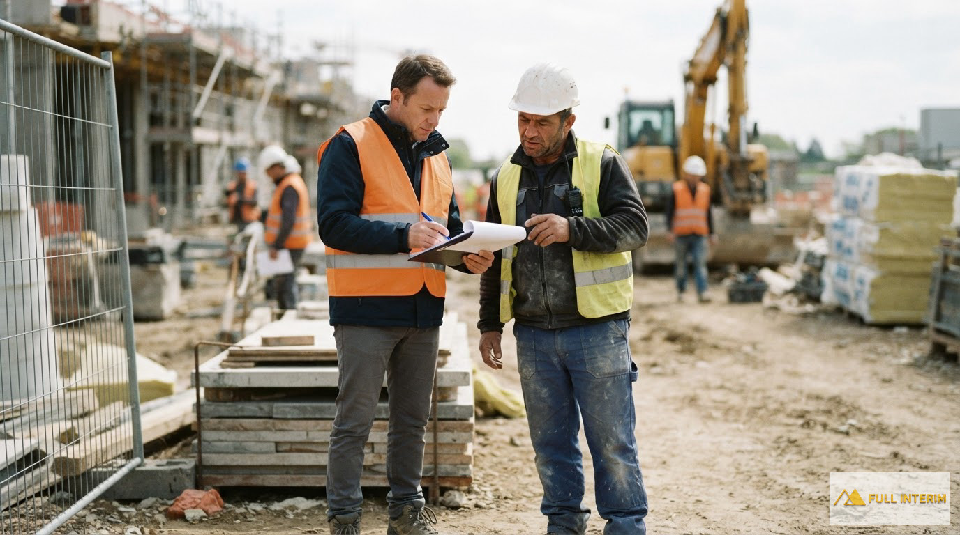 Contrôle administratif sur un chantier par un inspecteur du travail.