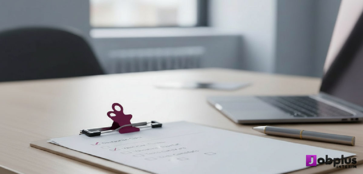 Une checklist détaillée de recrutement sur un bureau moderne.