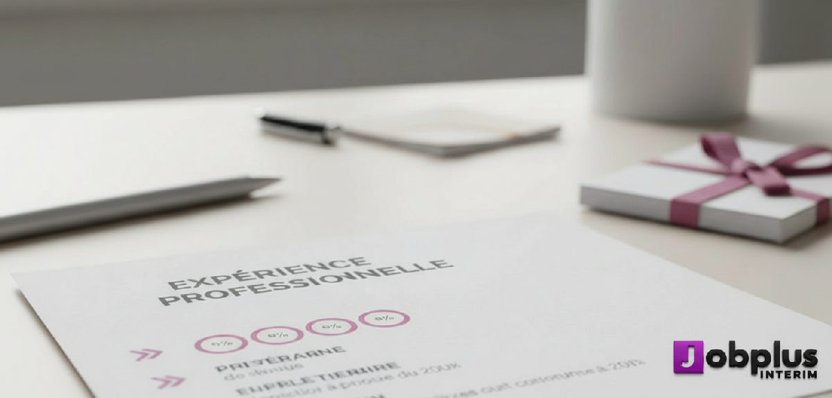 Gros plan sur l'expérience d'un CV français avec verbes d'action.
