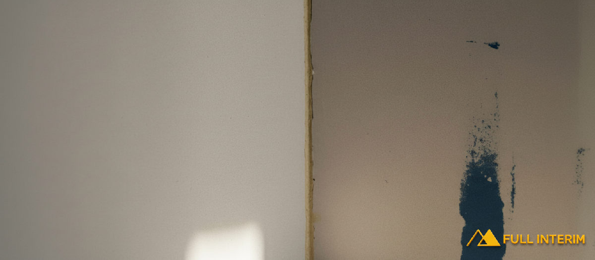 Joint de plaque de plâtre parfaitement fini, sans défaut visible.