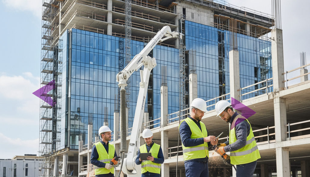 Ouvriers roumains qualifiés sur un chantier de construction en France.