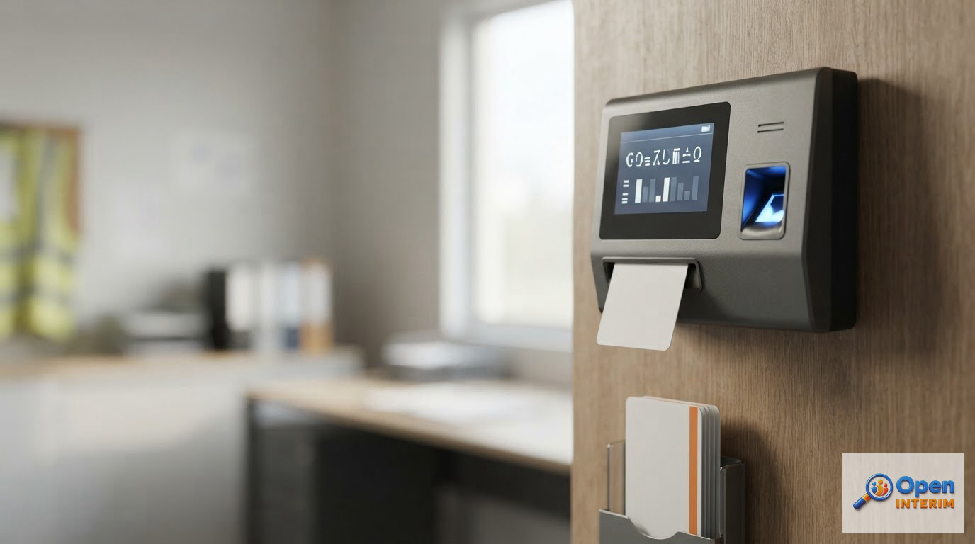 Horloge et fiche de pointage électronique pour la gestion des ouvriers détachés.
