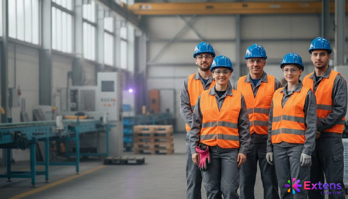 Travailleurs roumains en sécurité dans une usine française, illustration de succès.