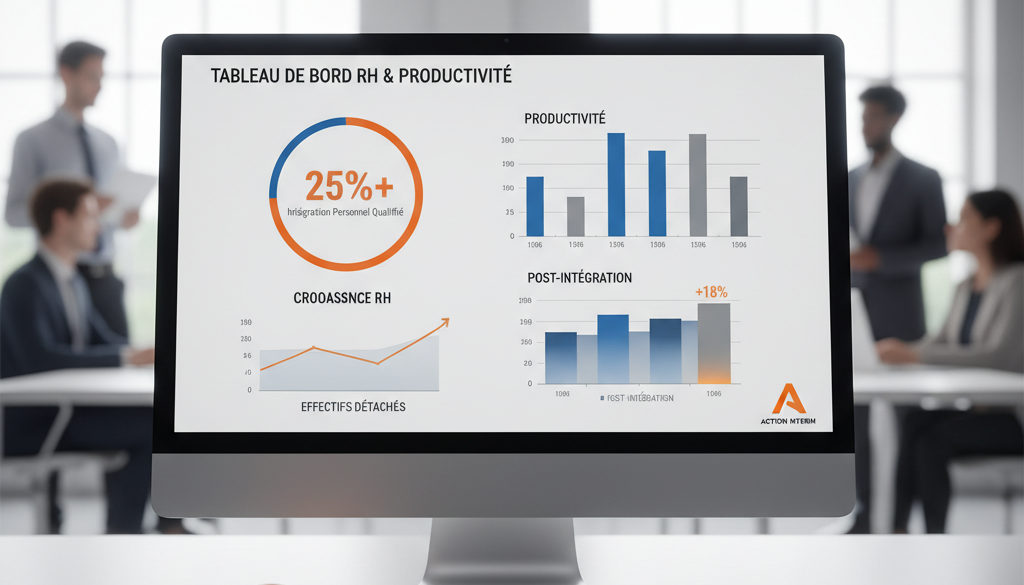 Tableau de bord RH affichant la croissance et la productivité.