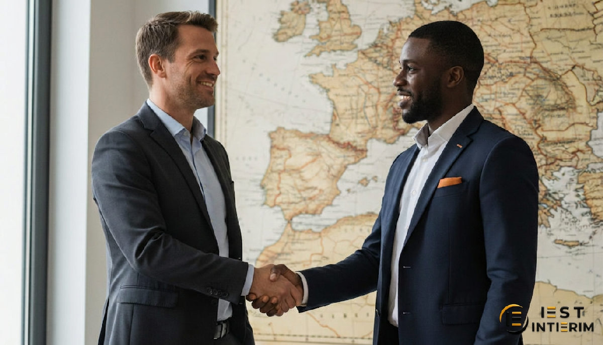 Partenariat européen symbolisé par une poignée de main.