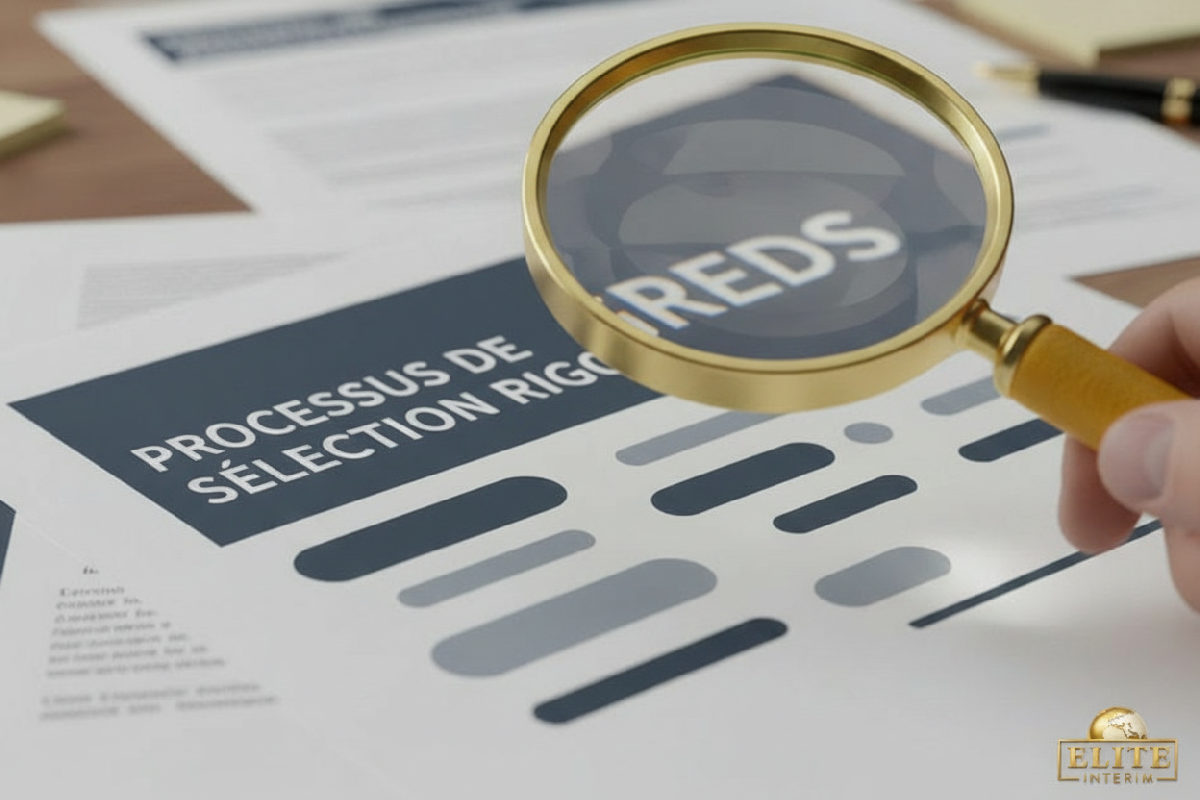 Loupe sur dossier 'Processus de sélection rigoureux' pour agence fiable.