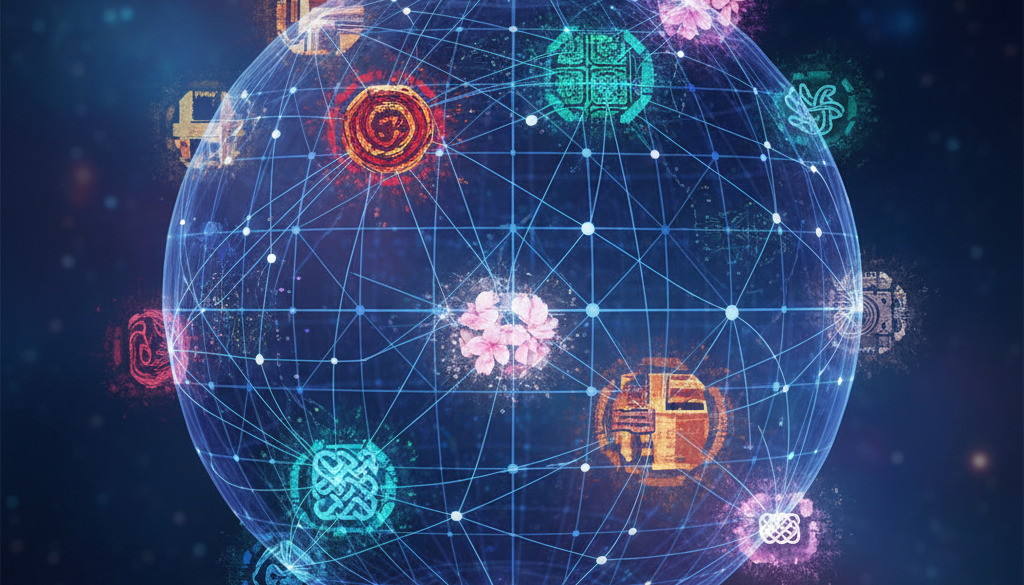 Global network with diverse local cultural patterns.