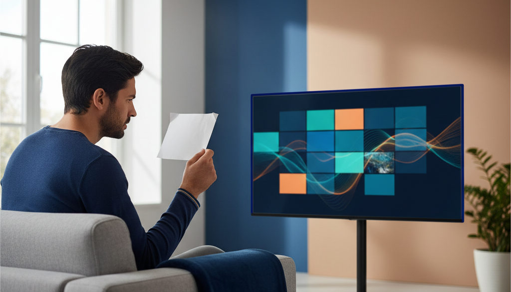 Best IPTV Subscription US: Basic vs. Premium 2 best IPTV subscription US – Frustrated person with cable bill next to streaming options on TV.